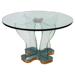 Round Glass Center or Caffe Table Attr. to Fontana Arte, Italy, 1940