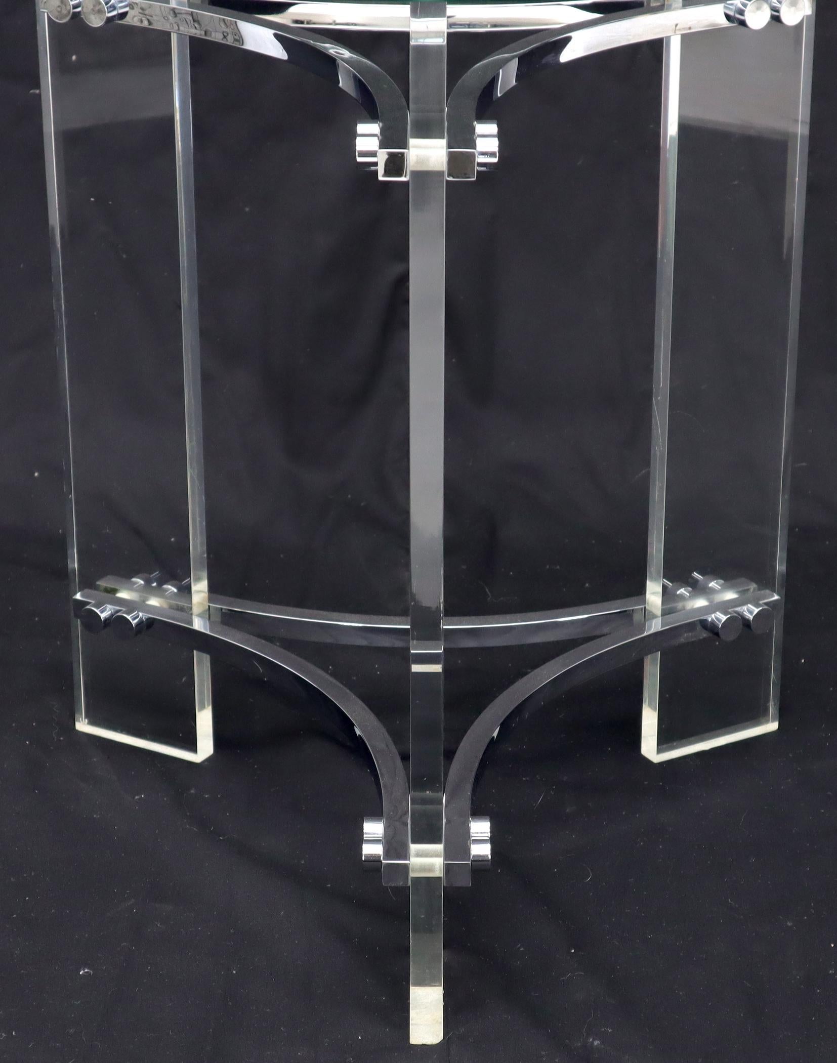 Round Glass Chrome & Lucite Occasional Side End Table Stand Charles Hollis Jones For Sale 4