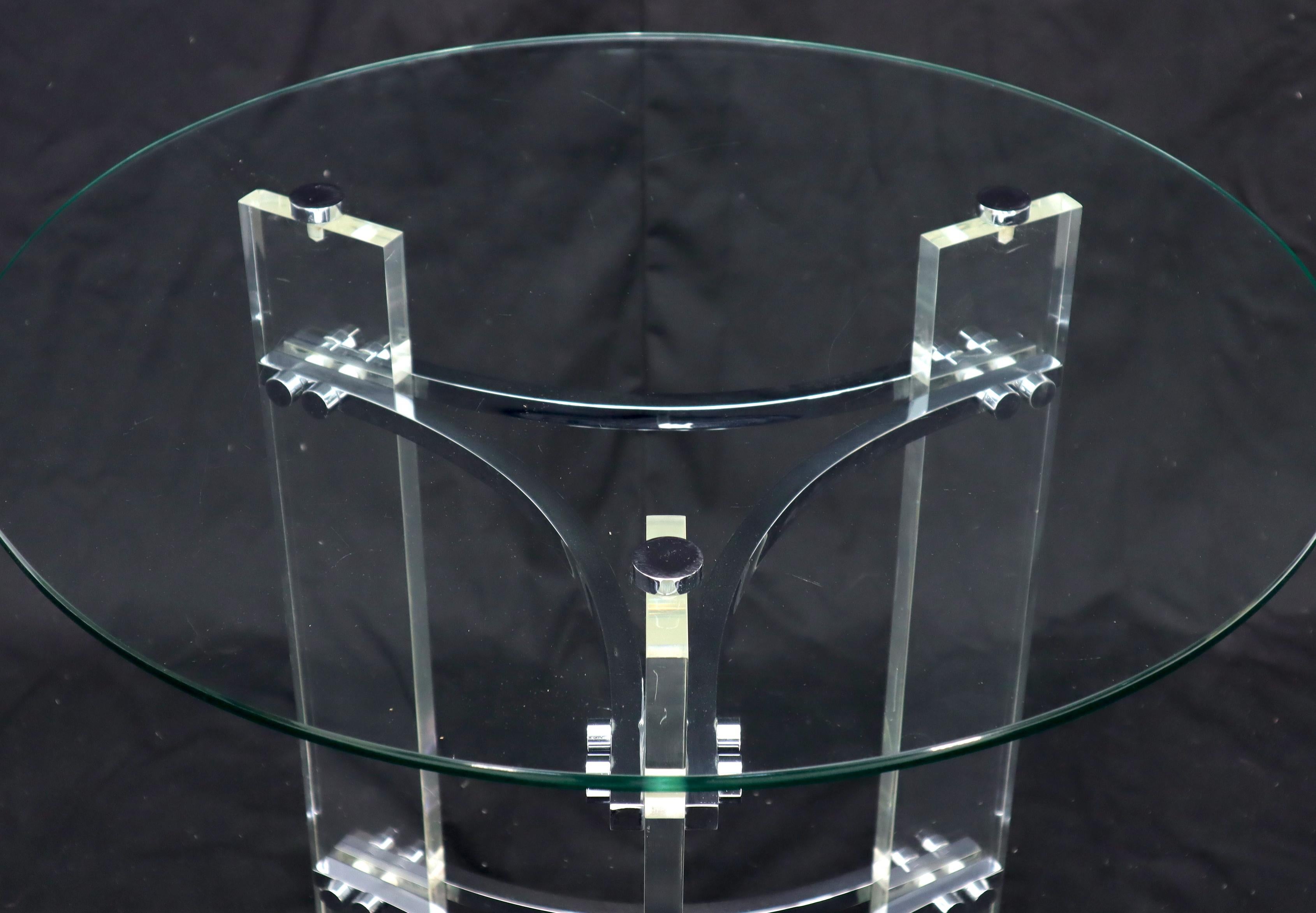 Round Glass Chrome & Lucite Occasional Side End Table Stand Charles Hollis Jones For Sale 6