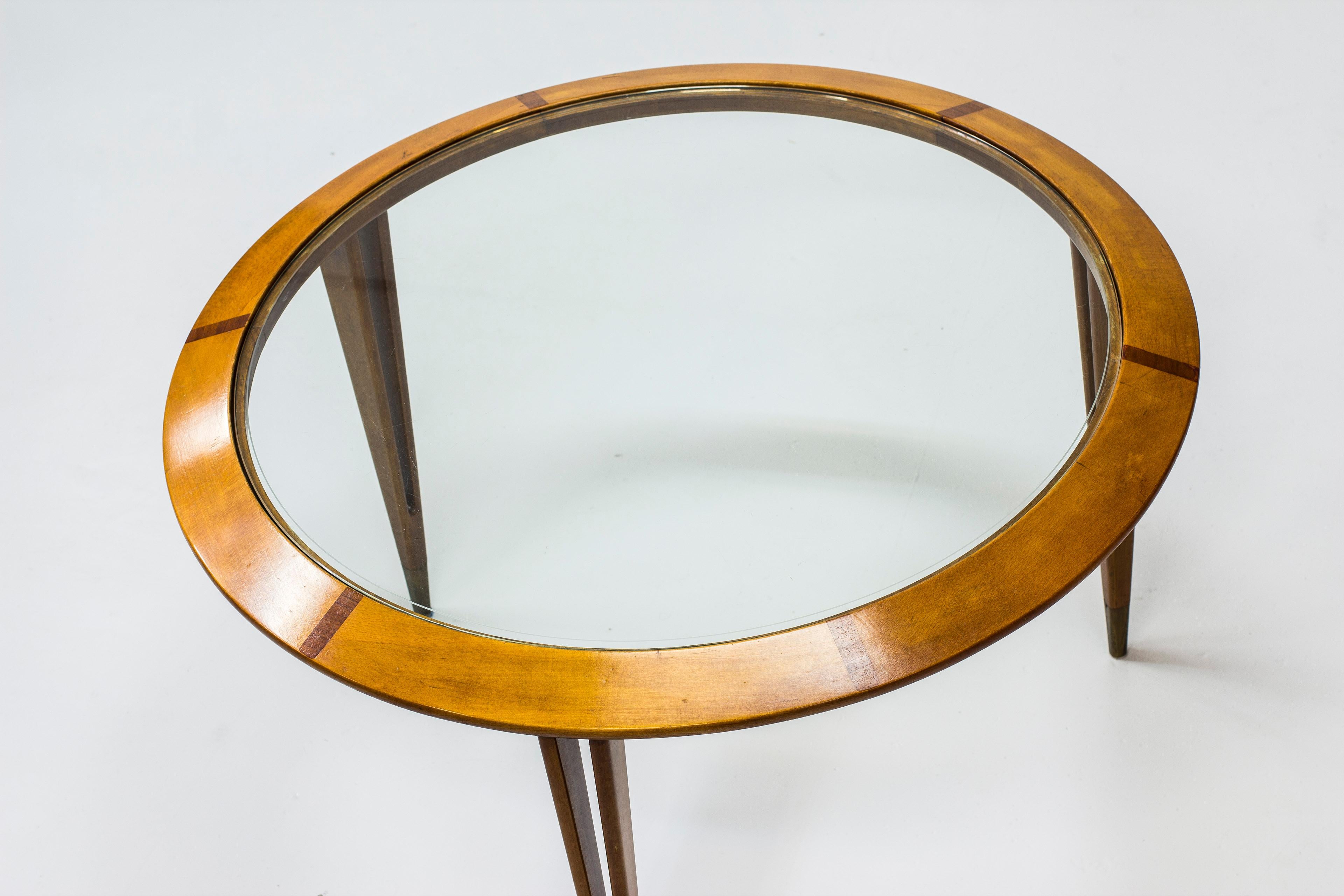 Scandinavian Modern Round Glass Coffee Table by Bertil Fridhagen for Bodafors, Sweden, 1940s