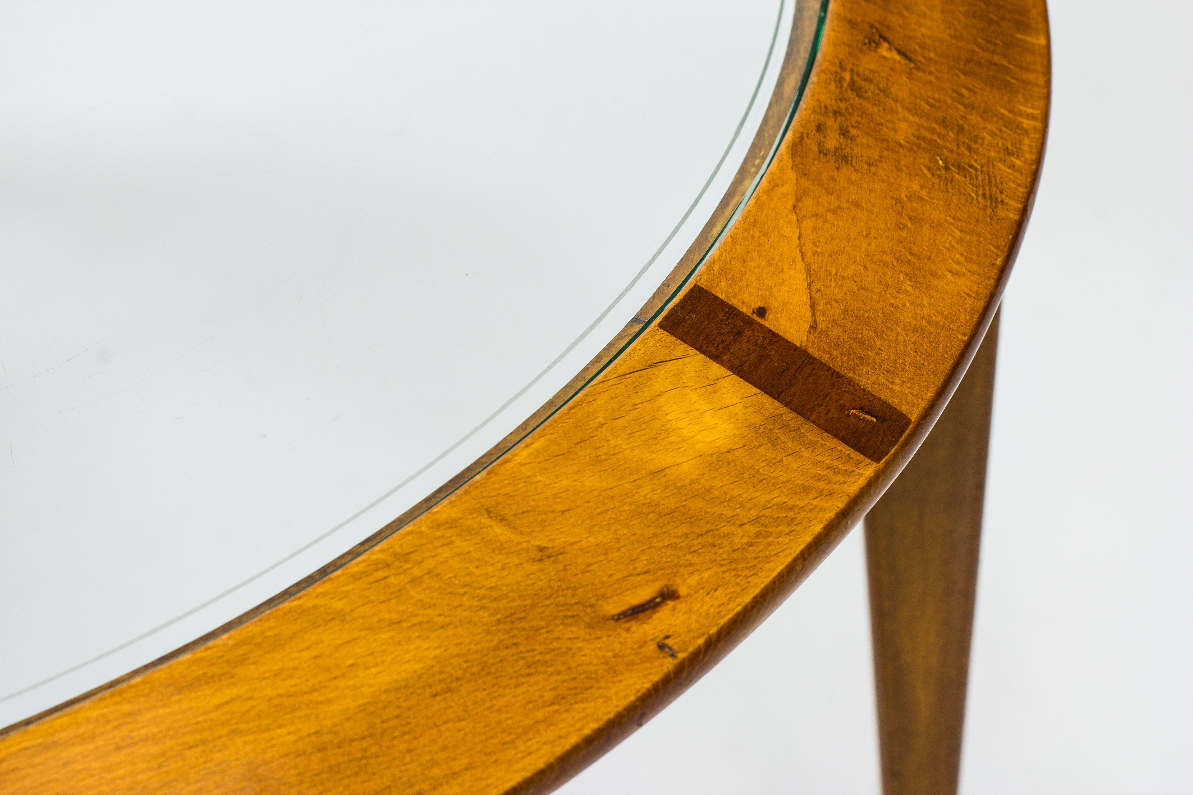 Mid-20th Century Round Glass Coffee Table by Bertil Fridhagen for Bodafors, Sweden, 1940s