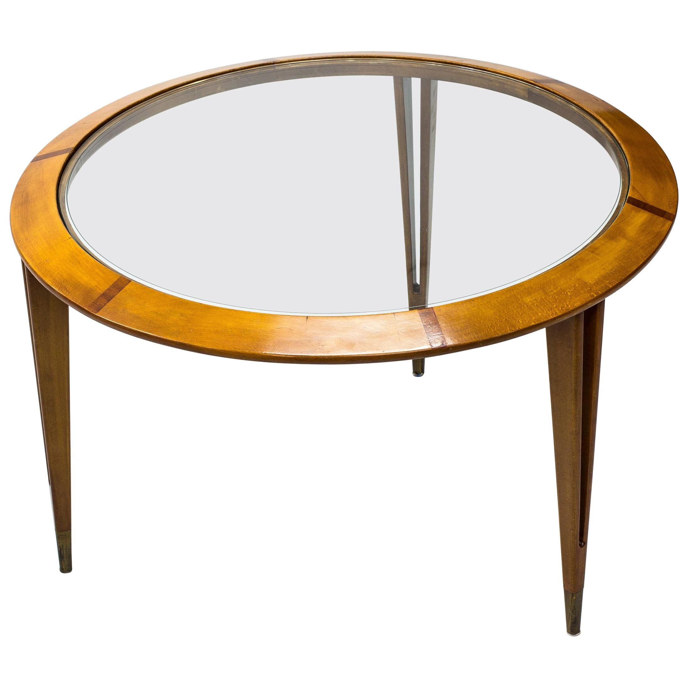 Round Glass Coffee Table by Bertil Fridhagen for Bodafors, Sweden, 1940s