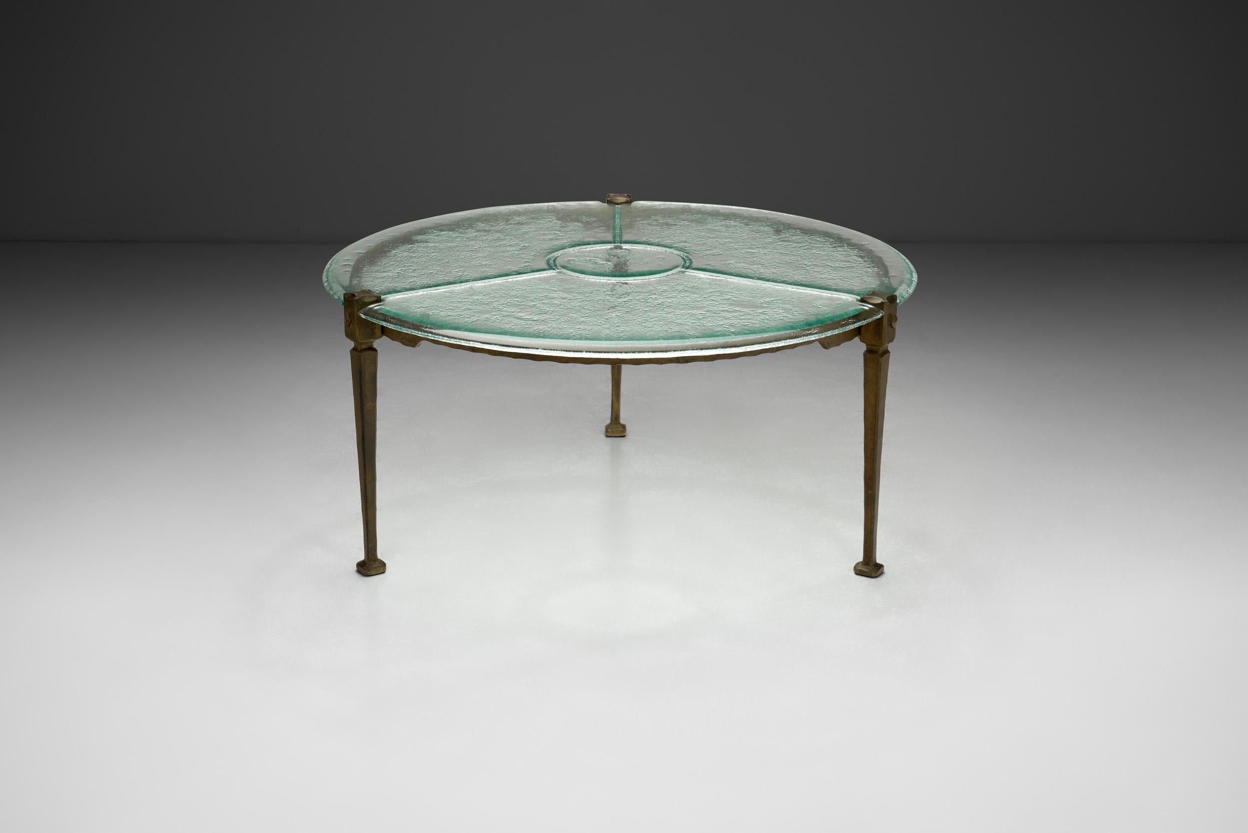 Mid-Century Modern Round Glass Coffee Table by Lothar Klute, Germany 1980s For Sale