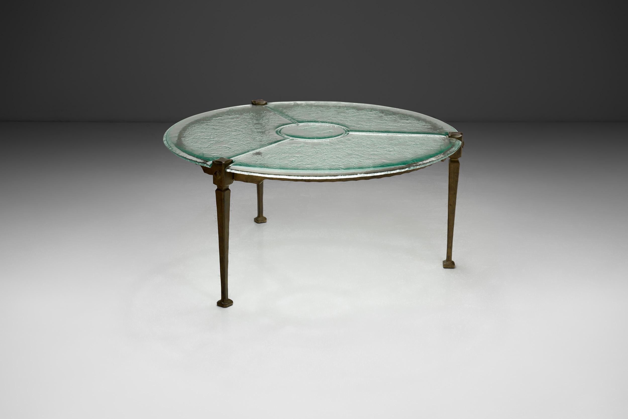Late 20th Century Round Glass Coffee Table by Lothar Klute, Germany 1980s For Sale