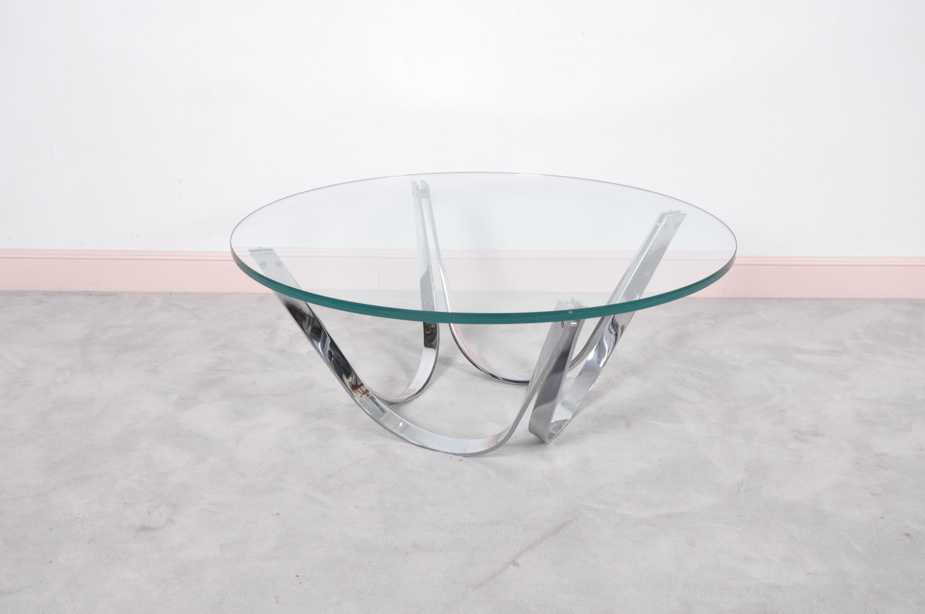 Mid-Century Modern Round Glass Coffee Table by Roger Sprunger for Dunbar, 1970s