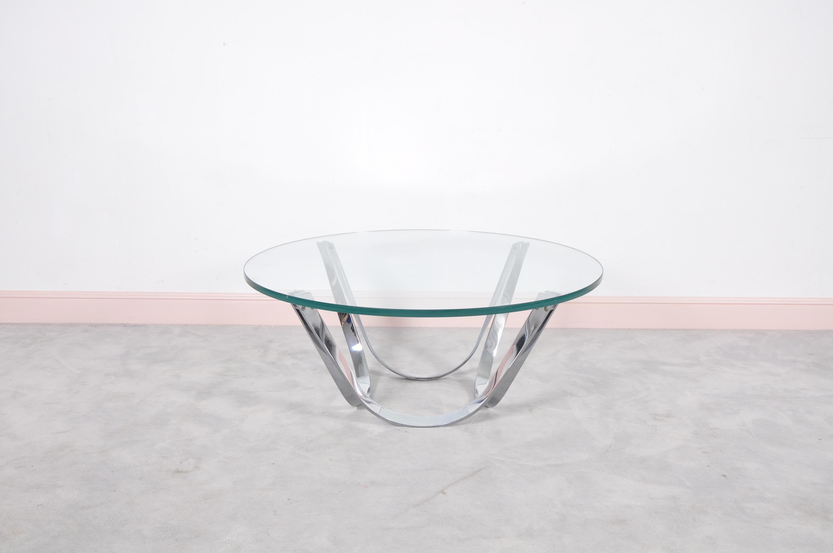 American Round Glass Coffee Table by Roger Sprunger for Dunbar, 1970s