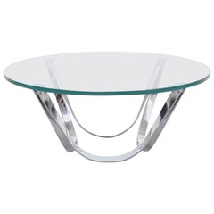 Round Glass Coffee Table by Roger Sprunger for Dunbar, 1970s
