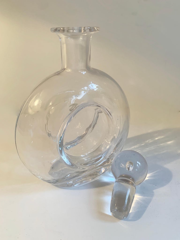 20th Century Round Glass Decanter with Crystal Stopper For Sale