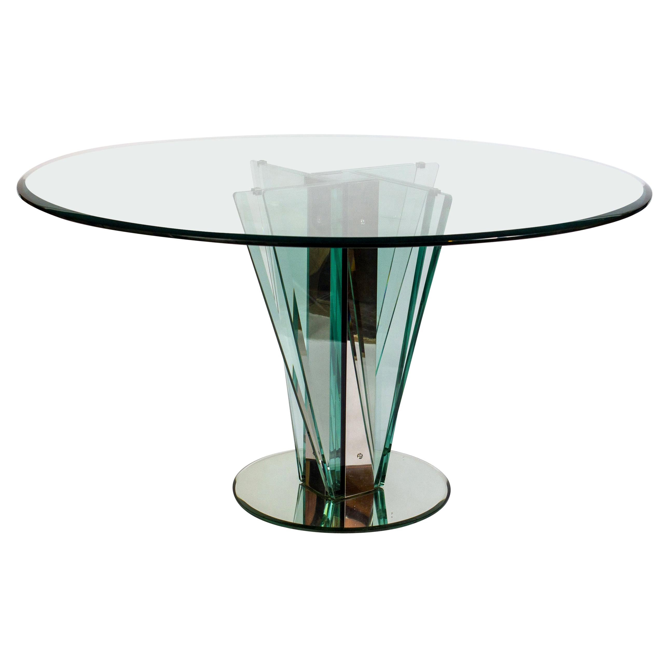 Round Glass Dining or Center Table Attributed to Pietro Chiesa for Fontana Arte