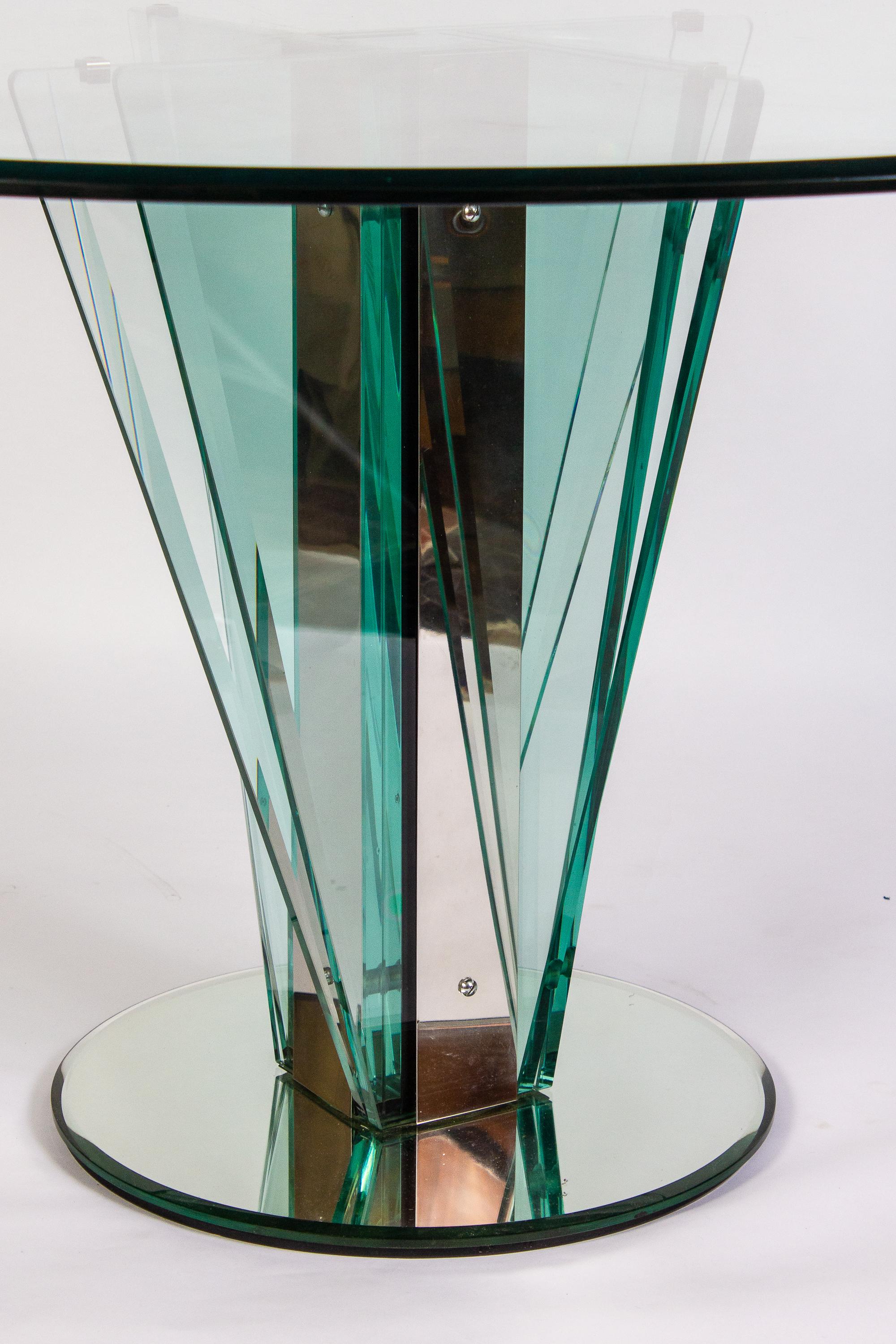 Mid-Century Modern Round Glass Dining or Center Table Attributed to Pietro Chiesa for Fontana Arte