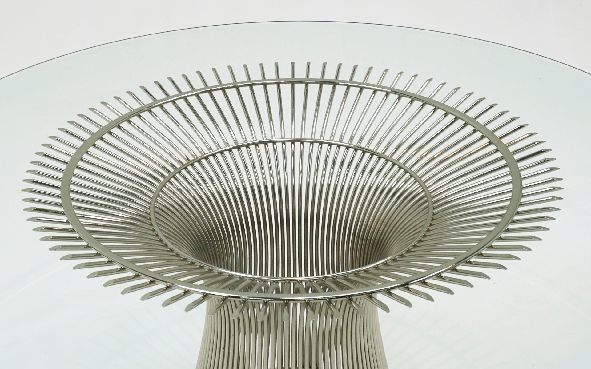 American Round Glass Dining Table by Warren Platner for Knoll.  Nickel Plated Base
