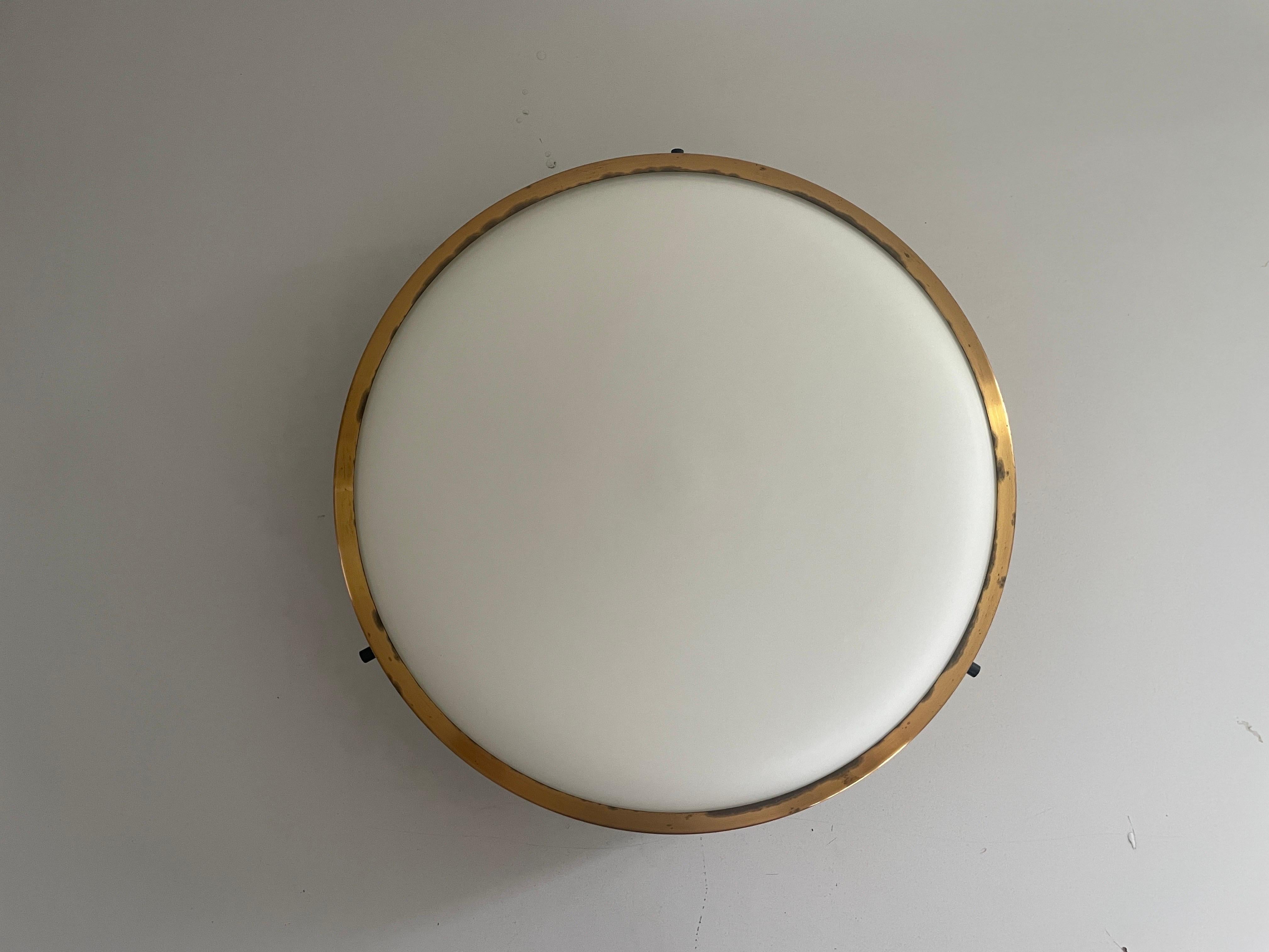 Empotrable de cristal redondo de Lumi, años 60, Italia Metal en venta