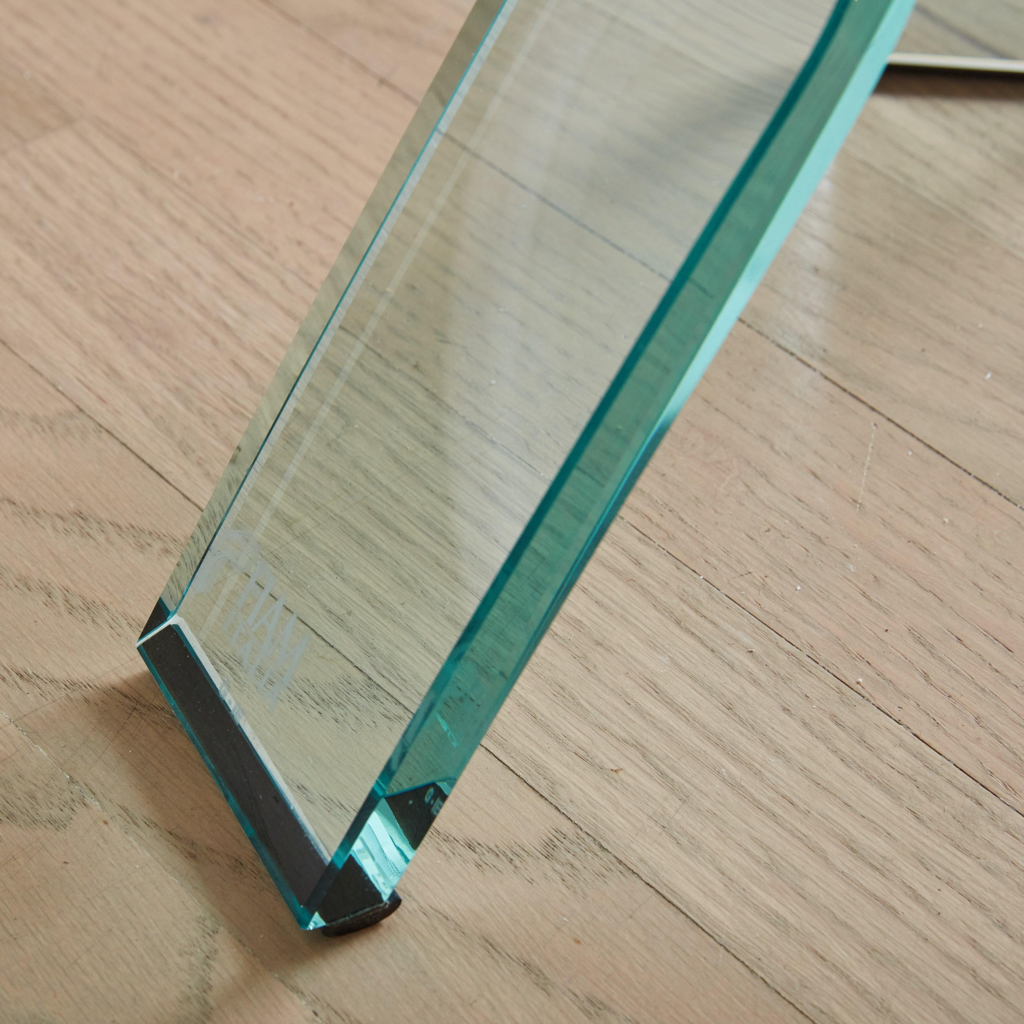 Round Glass Side Table with Wood Trim by FIAM, 1980s 4
