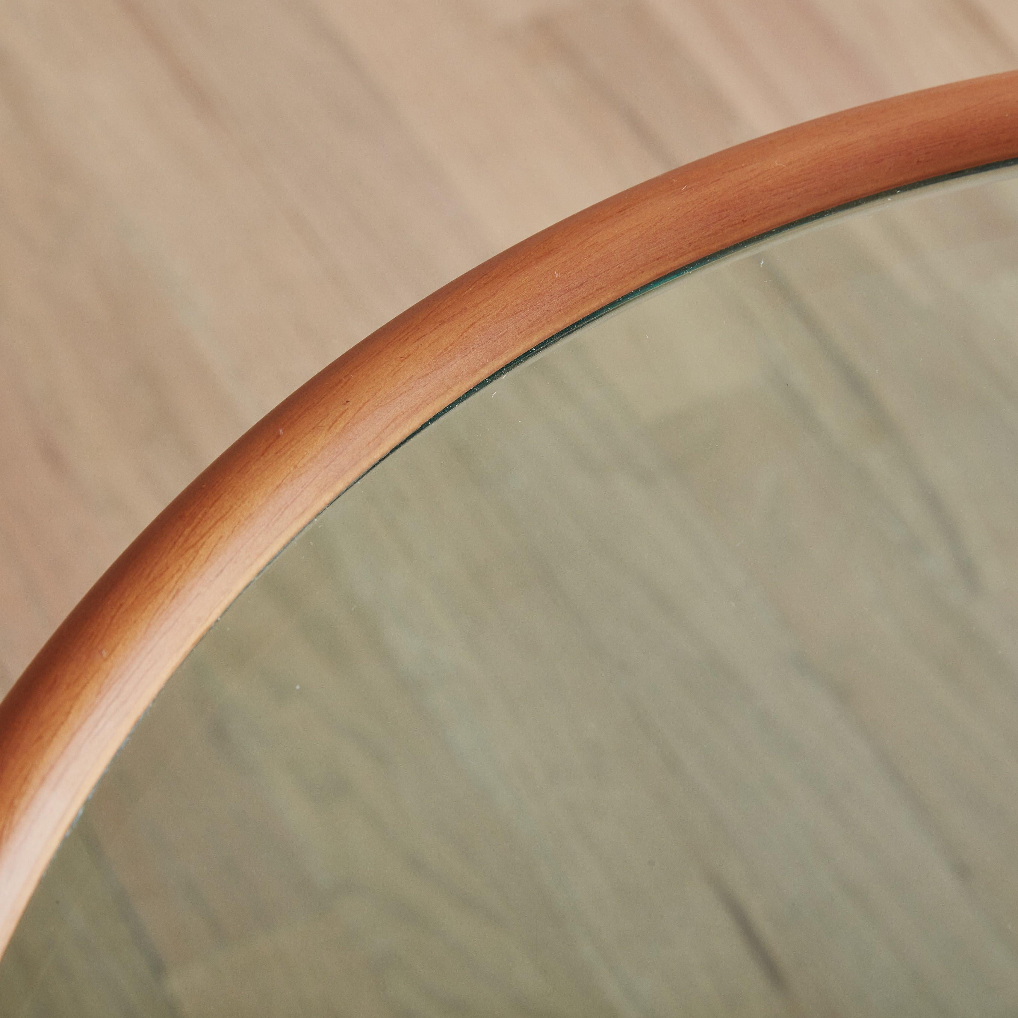Late 20th Century Round Glass Side Table with Wood Trim by FIAM, 1980s