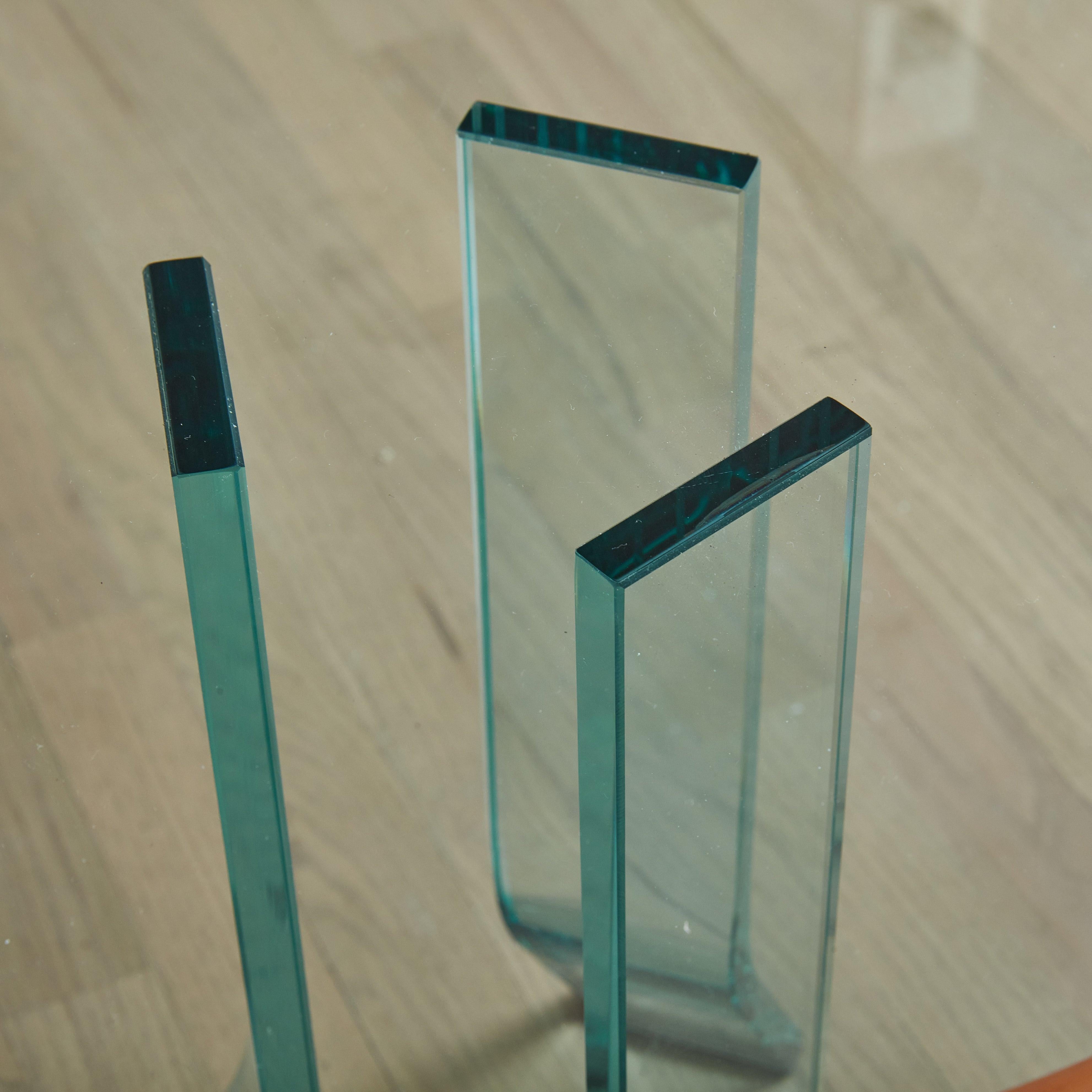 Round Glass Side Table with Wood Trim by FIAM, 1980s 1