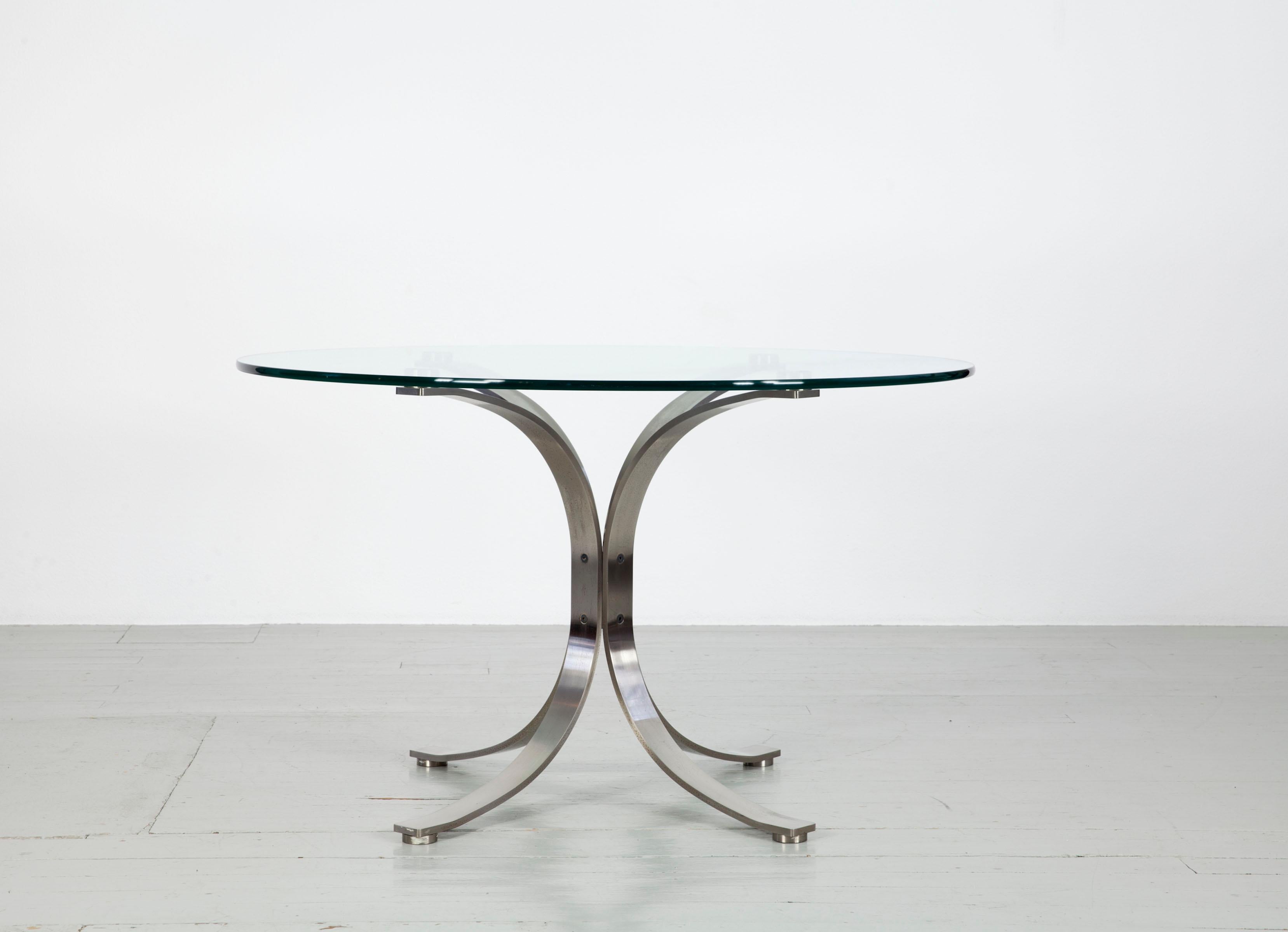 Mid-Century Modern Round Glass Table in the Style of Eugenio Gerli & Osvaldo Borsani