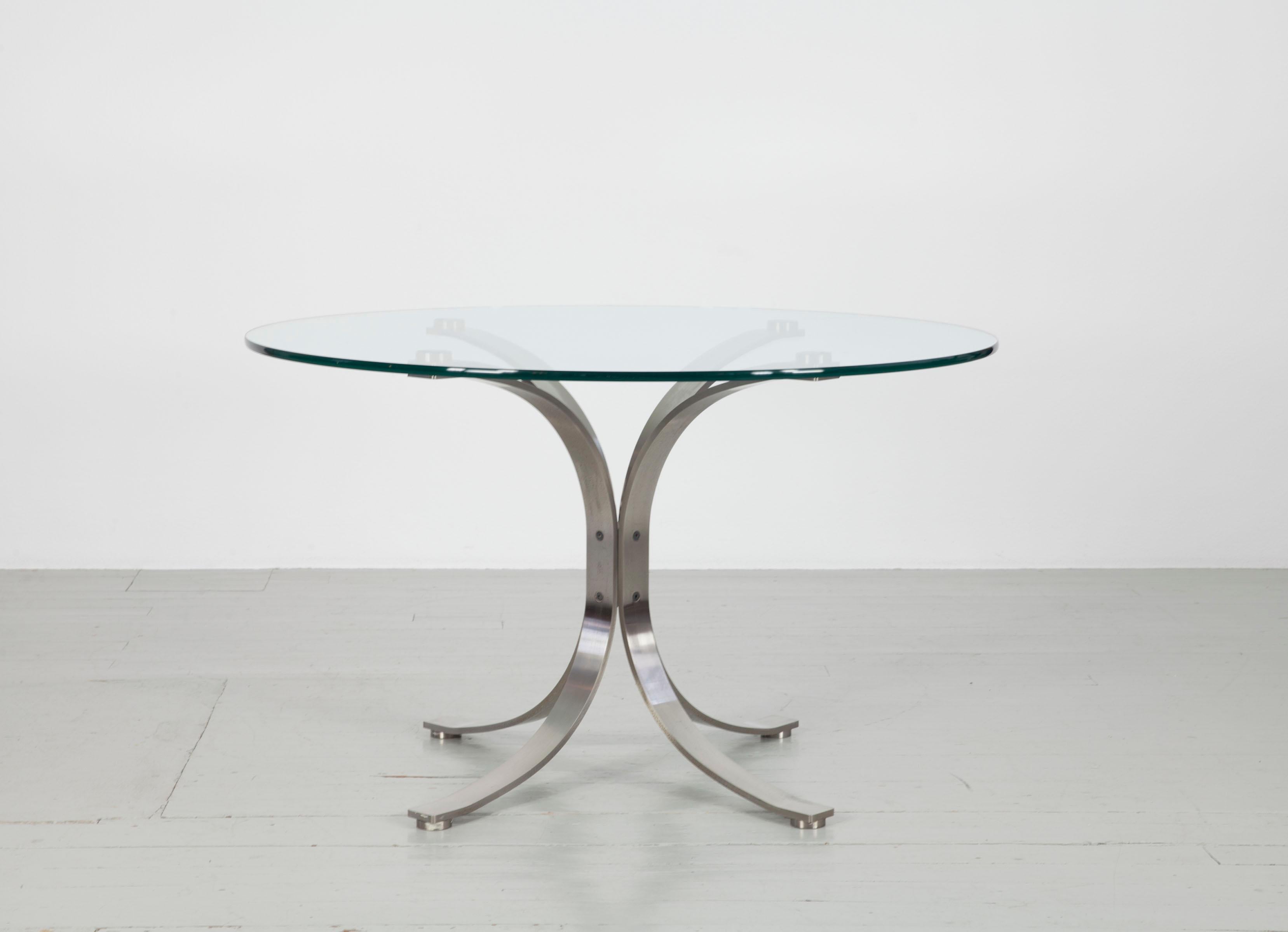 Italian Round Glass Table in the Style of Eugenio Gerli & Osvaldo Borsani