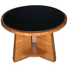 Antique Round Glass Top Art Deco Side Table