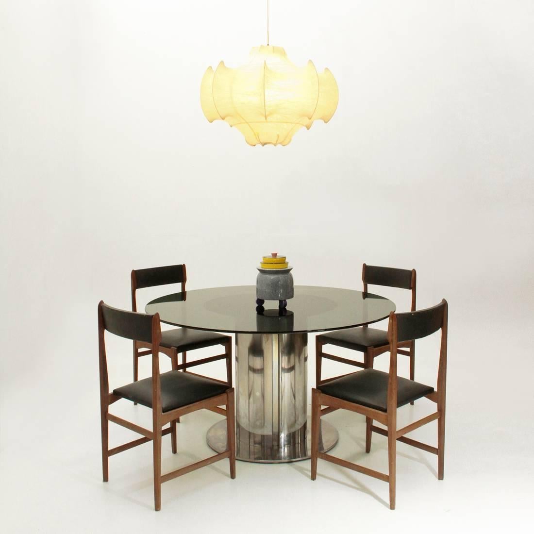Round Glass Top Dining Table by Cidue, 1970s 1