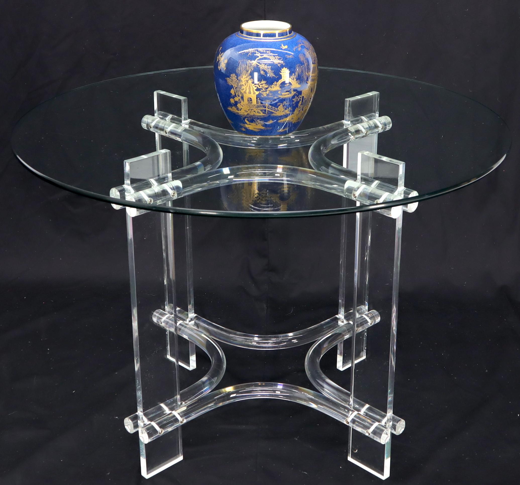 Round Glass Top Lucite Base Dining Dinette Table 3