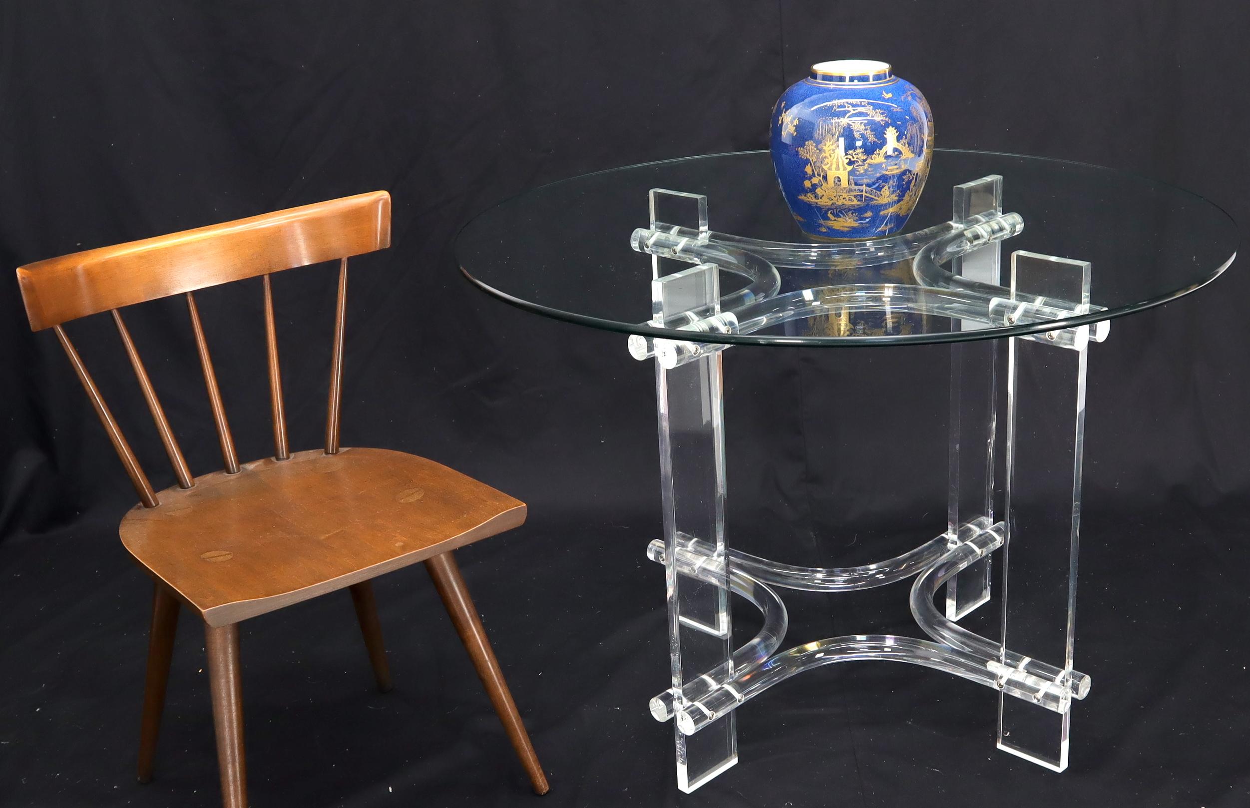 Round Glass Top Lucite Base Dining Dinette Table 4