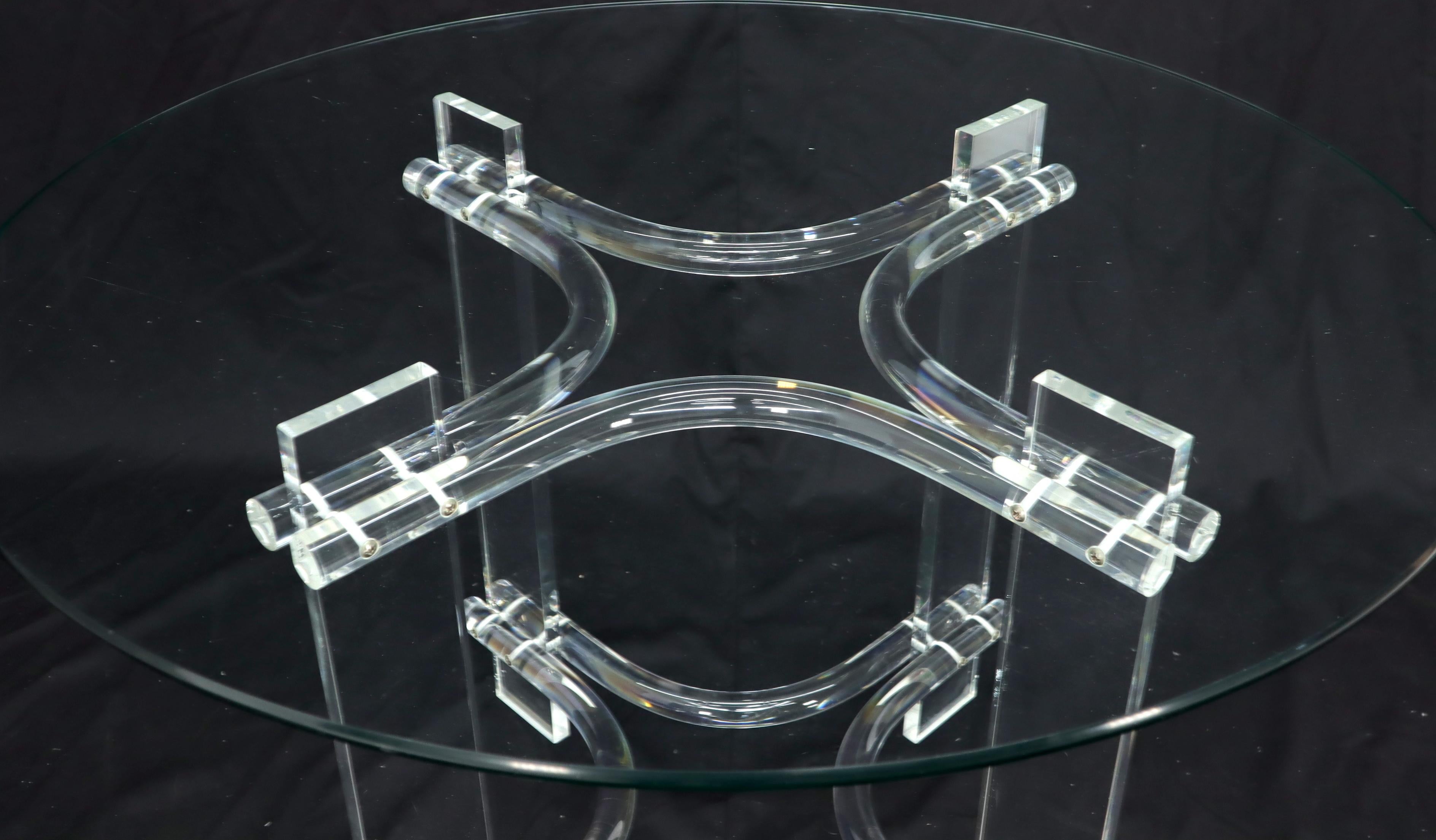 American Round Glass Top Lucite Base Dining Dinette Table