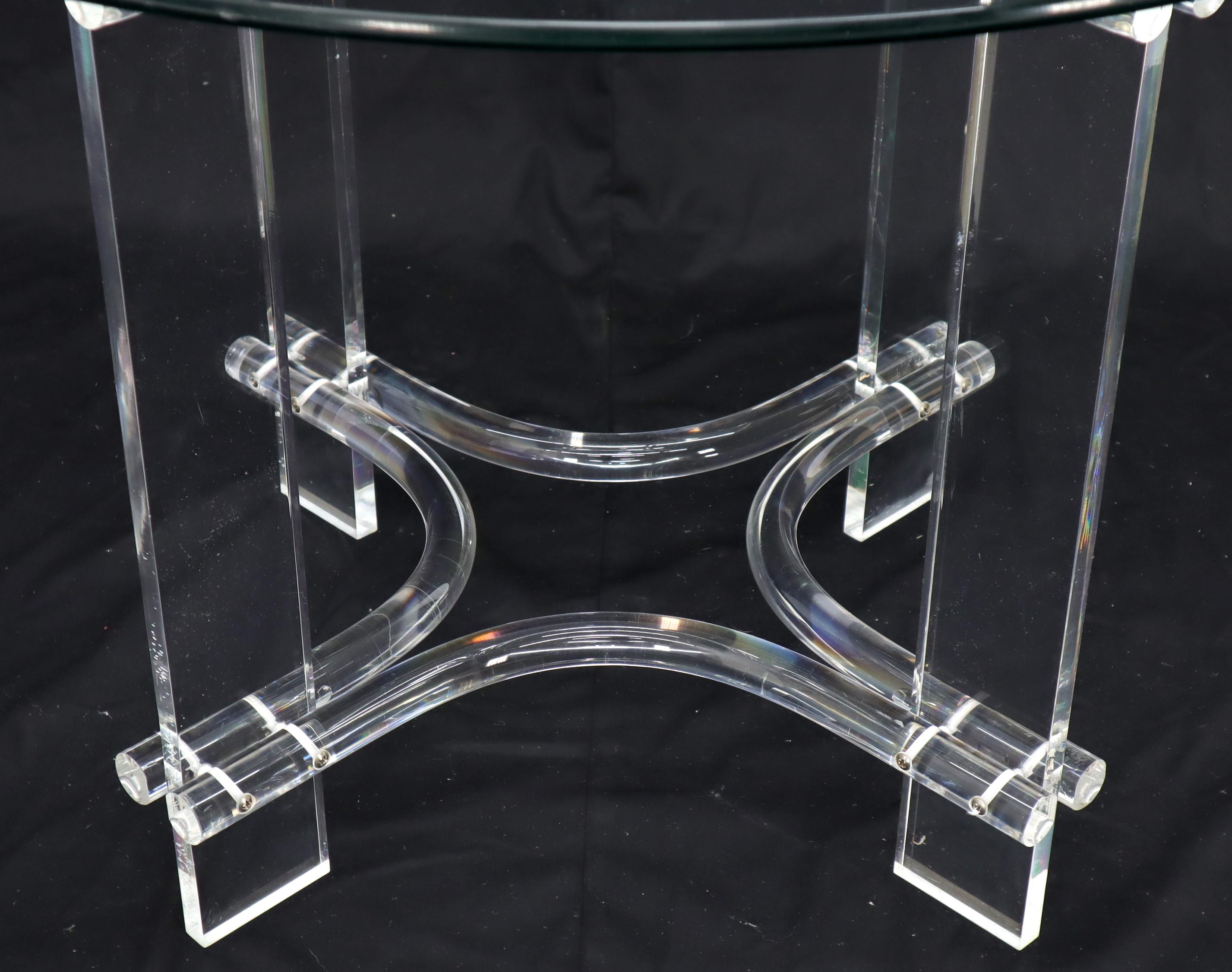 20th Century Round Glass Top Lucite Base Dining Dinette Table