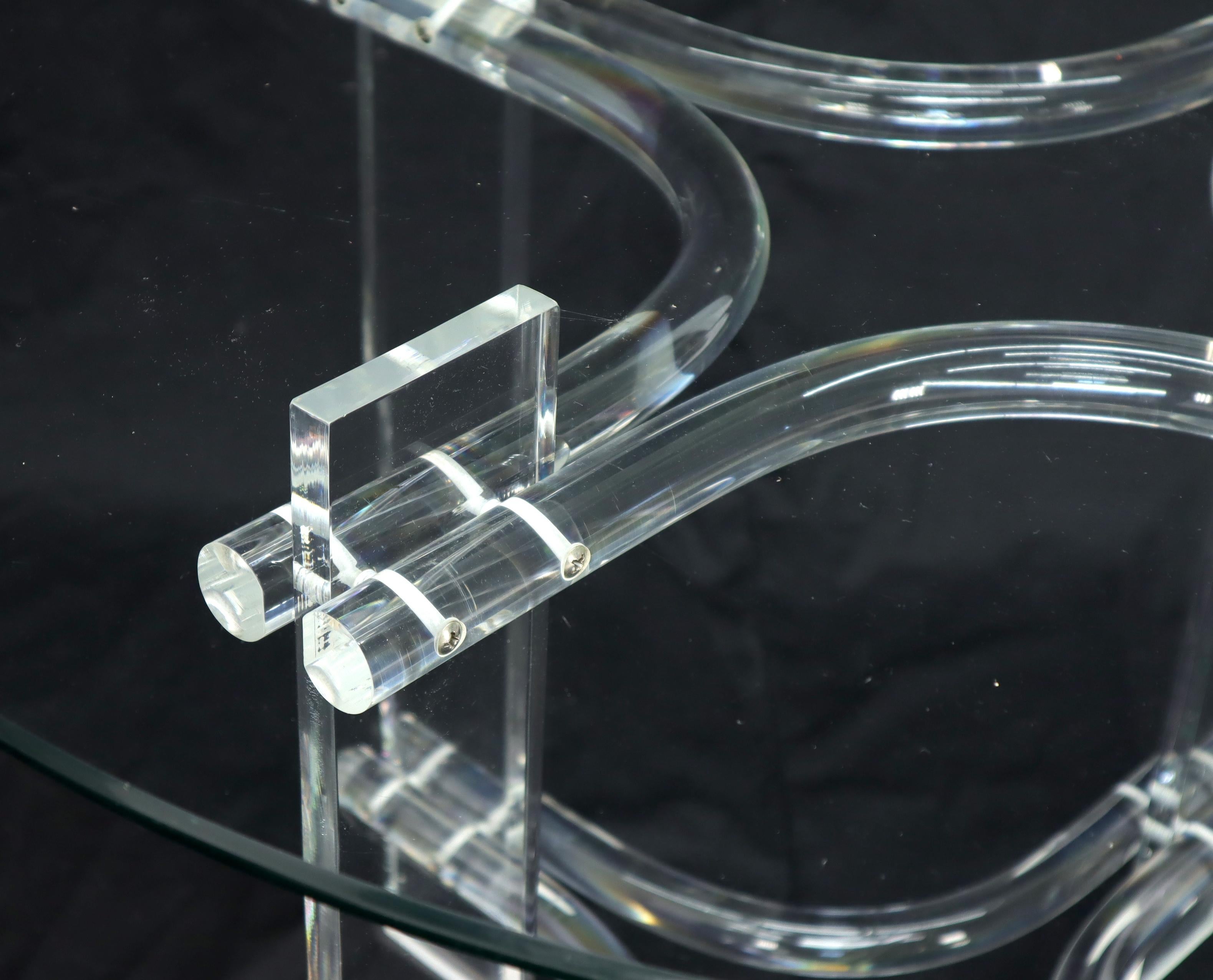 Round Glass Top Lucite Base Dining Dinette Table 1