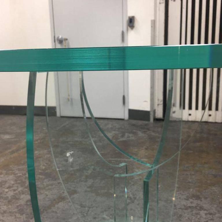 Round Glass Top Table and Glass Base In Good Condition For Sale In San Francisco, CA