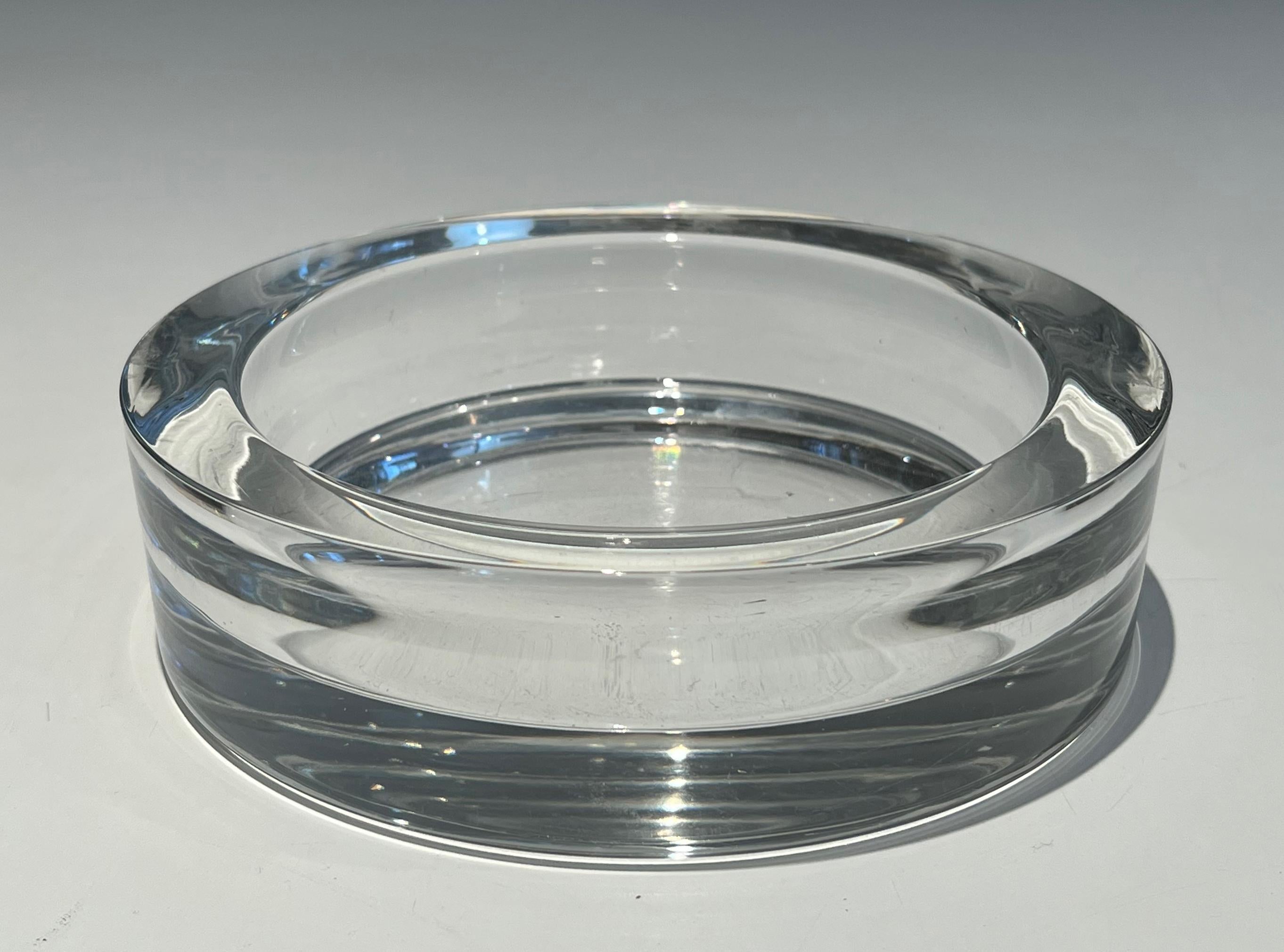 Glass Round glass vide-poche on a chromed base. French Work. Circa 1970 For Sale