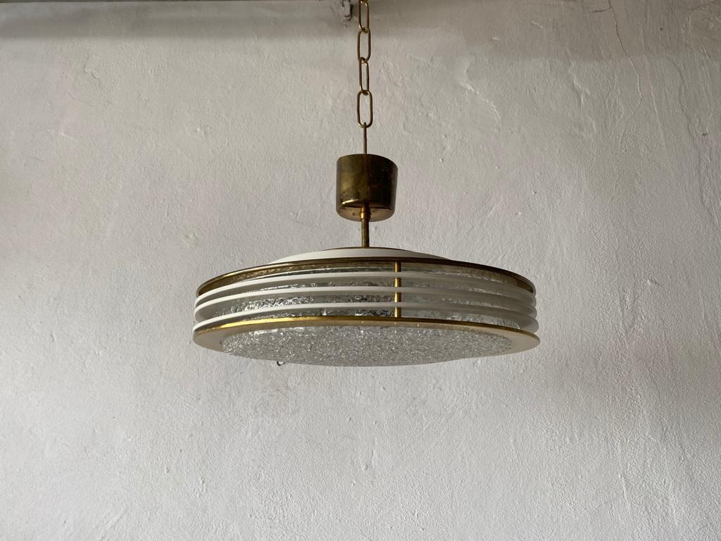 Round Glass & White/Gold Metal Ceiling Lamp by Doria, 1960s, Germany For Sale 5