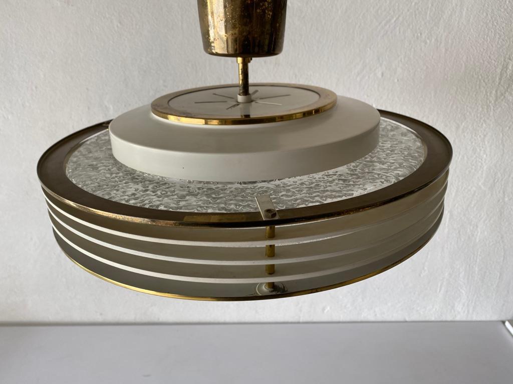 Round Glass & White/Gold Metal Ceiling Lamp by Doria, 1960s, Germany For Sale 6