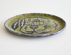 Round glazed ceramic dish numbered 53/100 by Jean Lurçat, Sant Vicens 1950-1960