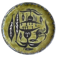Round glazed ceramic dish numbered 53/100 by Jean Lurçat, Sant Vicens 1950-1960