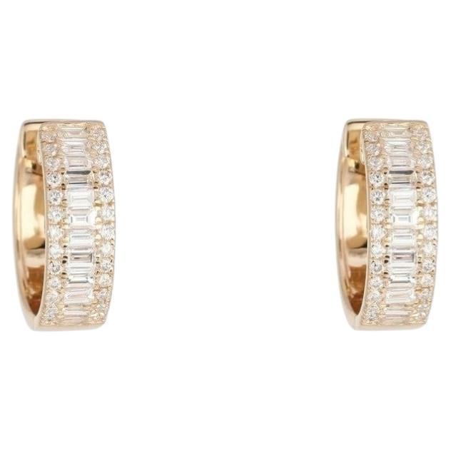 0.23ct Round Diamond 14K Yellow Gold Huggie Earrings