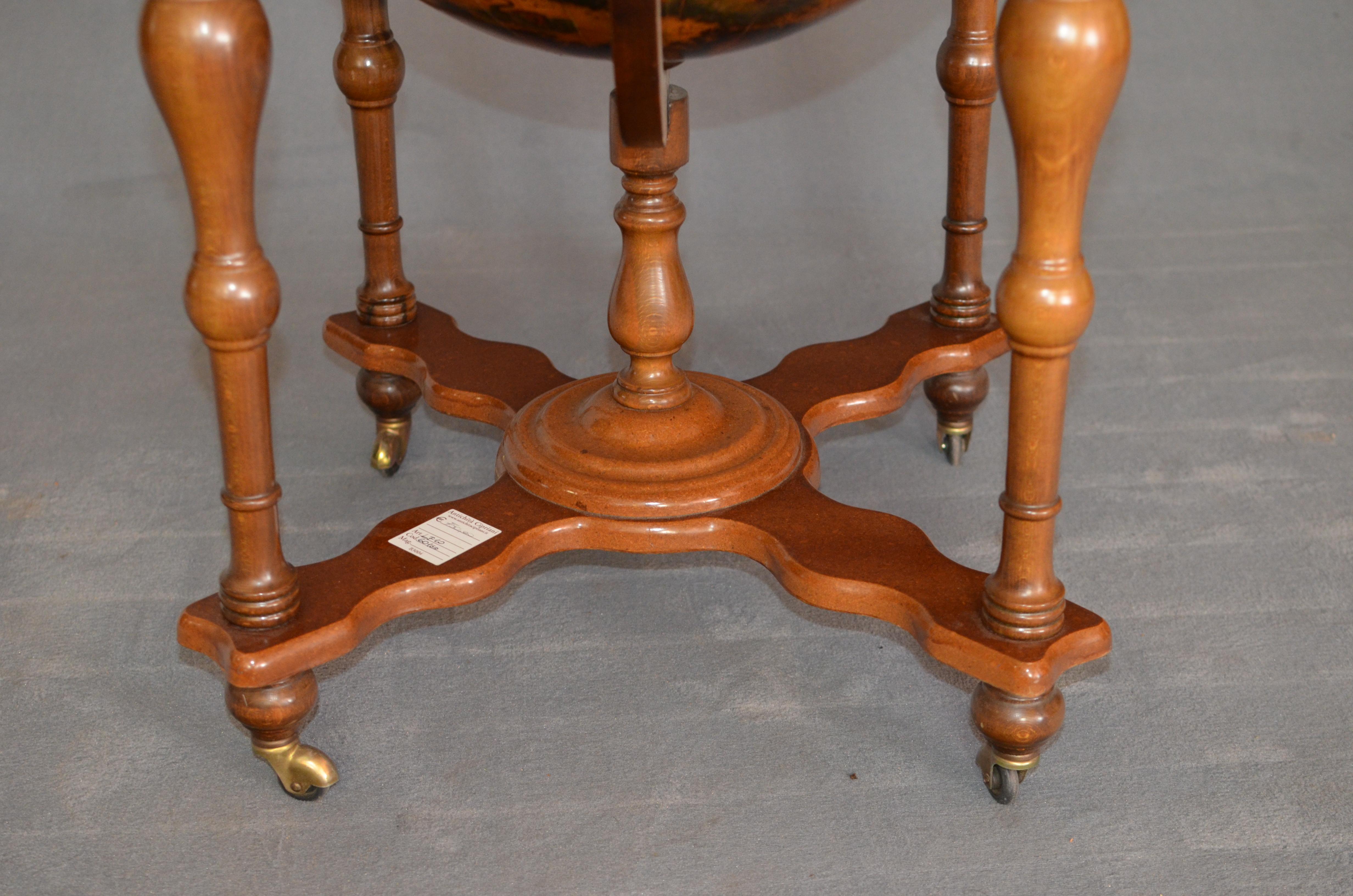 Round Globe Bar Cart in Light French Walnut Wood, 1950s 8