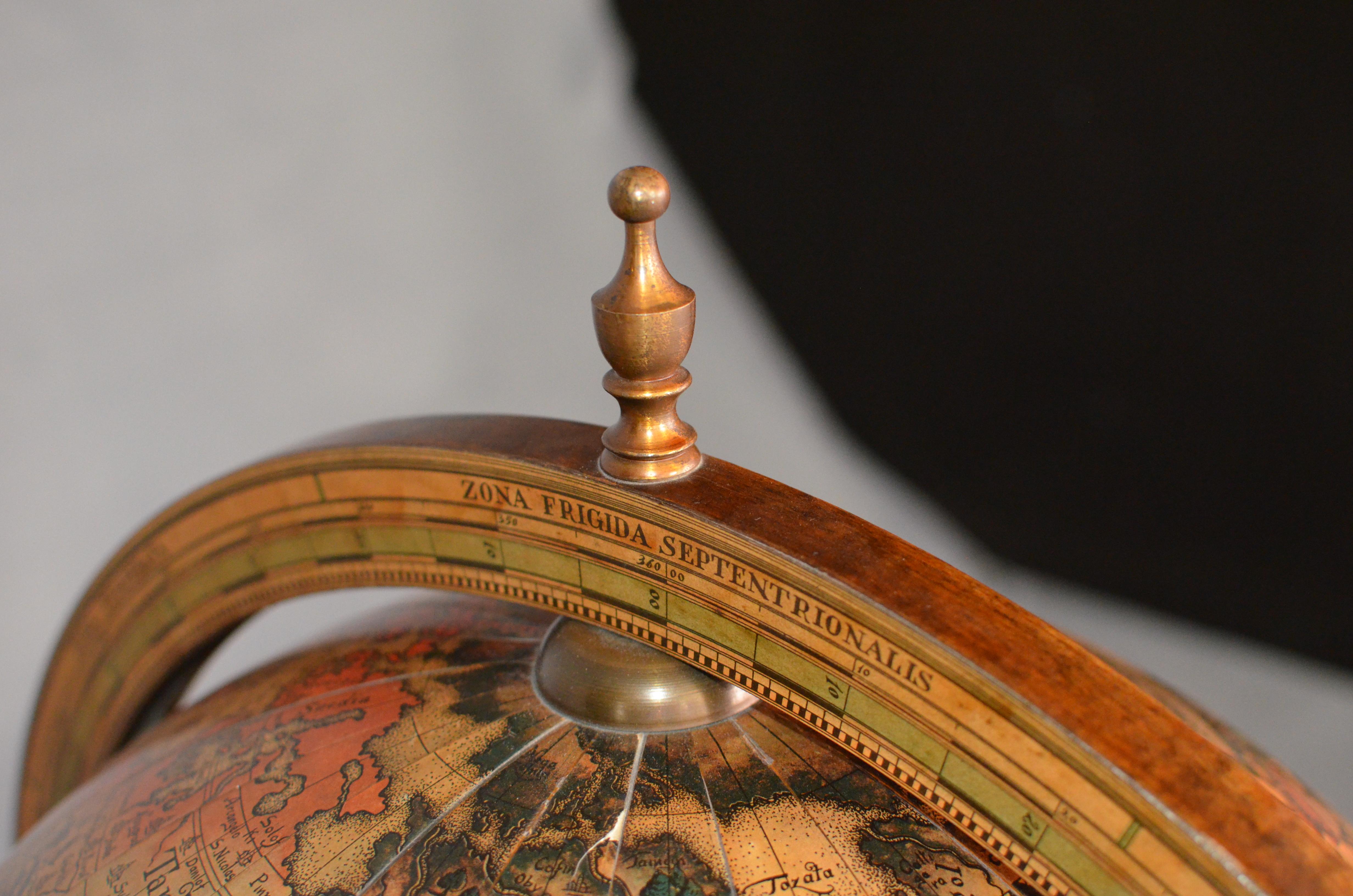 Round Globe Bar Cart in Light French Walnut Wood, 1950s 10