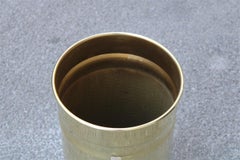 Round Gold Italian Umbrella Stand 1970 Solid Brass Hammered