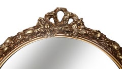 Round Gold Mirror w/Ribbon and Roses Motif