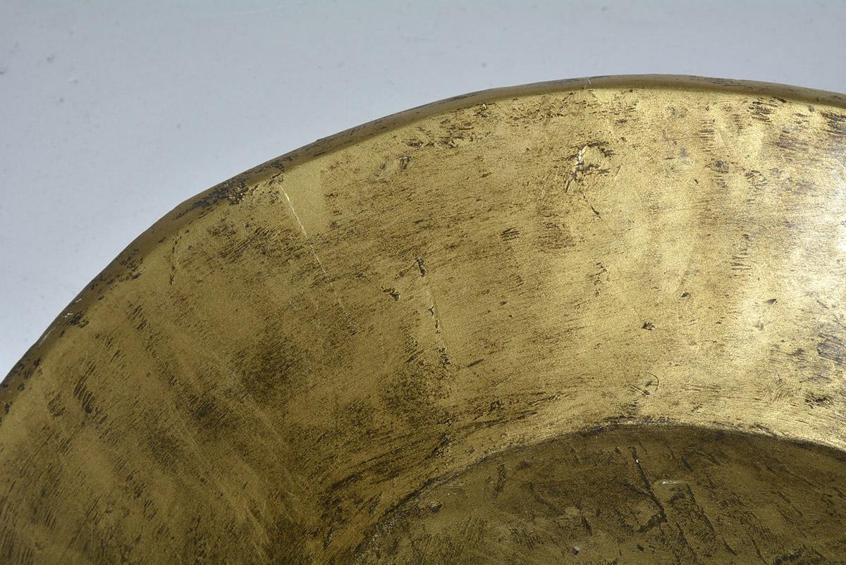 Hand-Crafted Round Gold Painted Vintage Chinese Serving Bowl