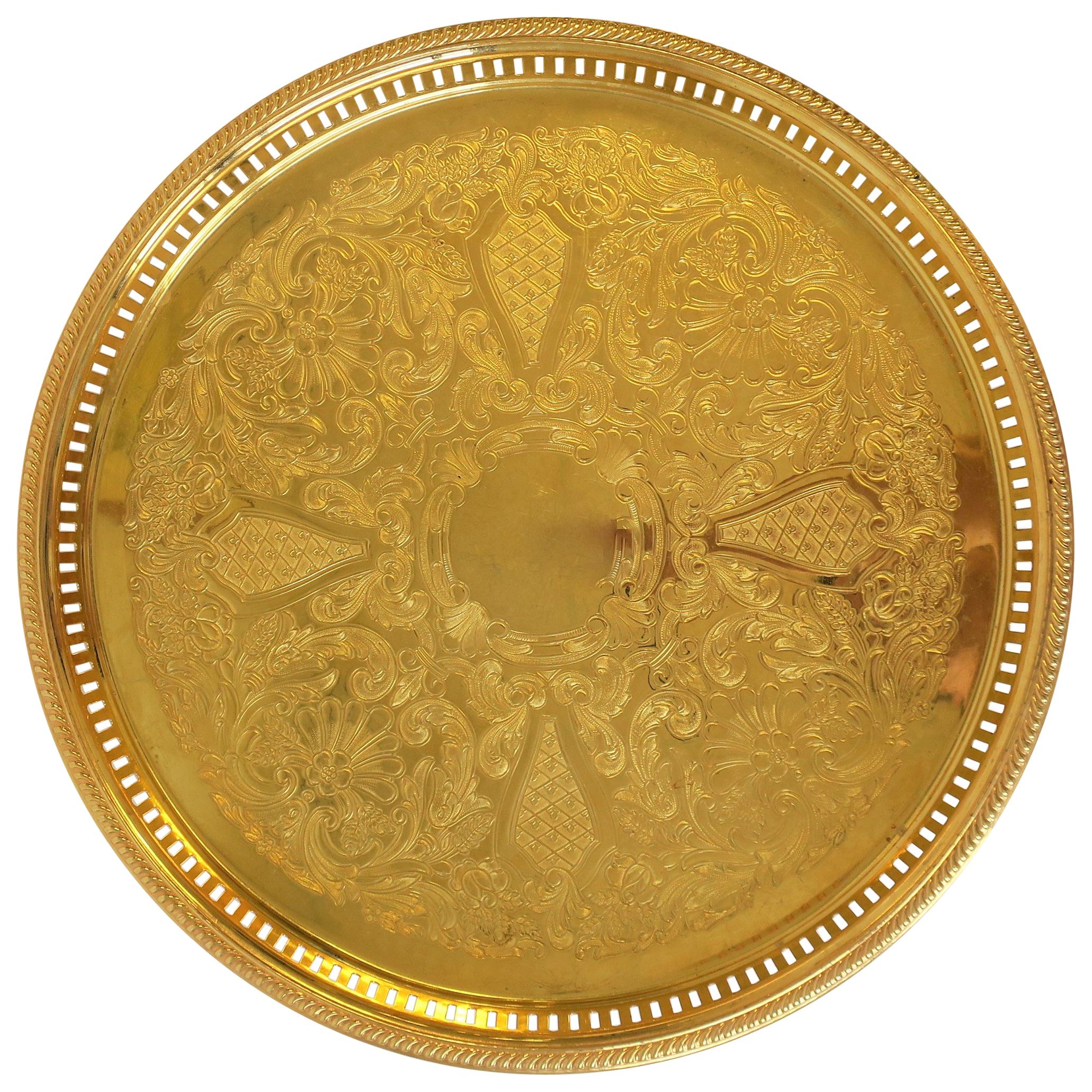 Round Gold Serving Tray at 1stDibs round gold tray, gold tea tray