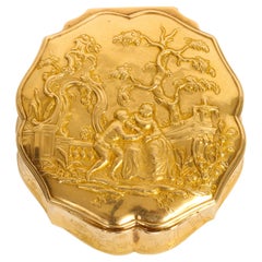 Round Gold Snuff Box with Hidden Miniature