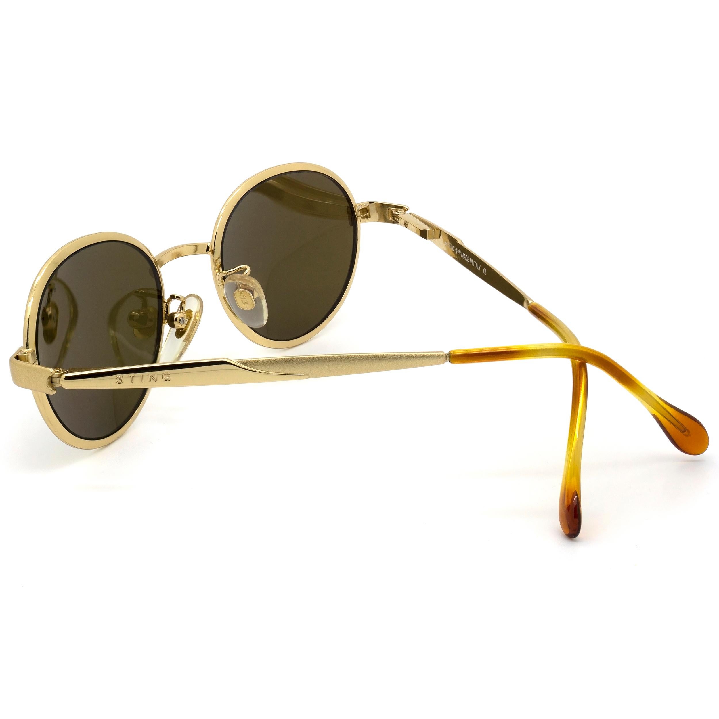 Brown Round gold sunglasses by Sting, Italy For Sale