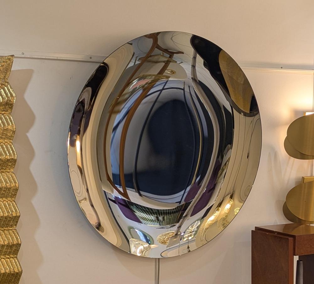 Round Golden concave mirror, 90 cm For Sale 4
