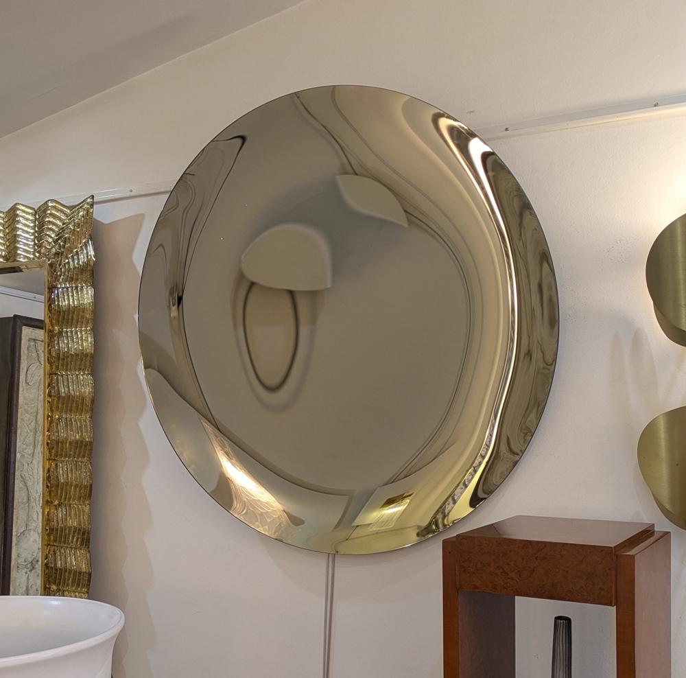 Round Golden concave mirror, 90 cm For Sale 1