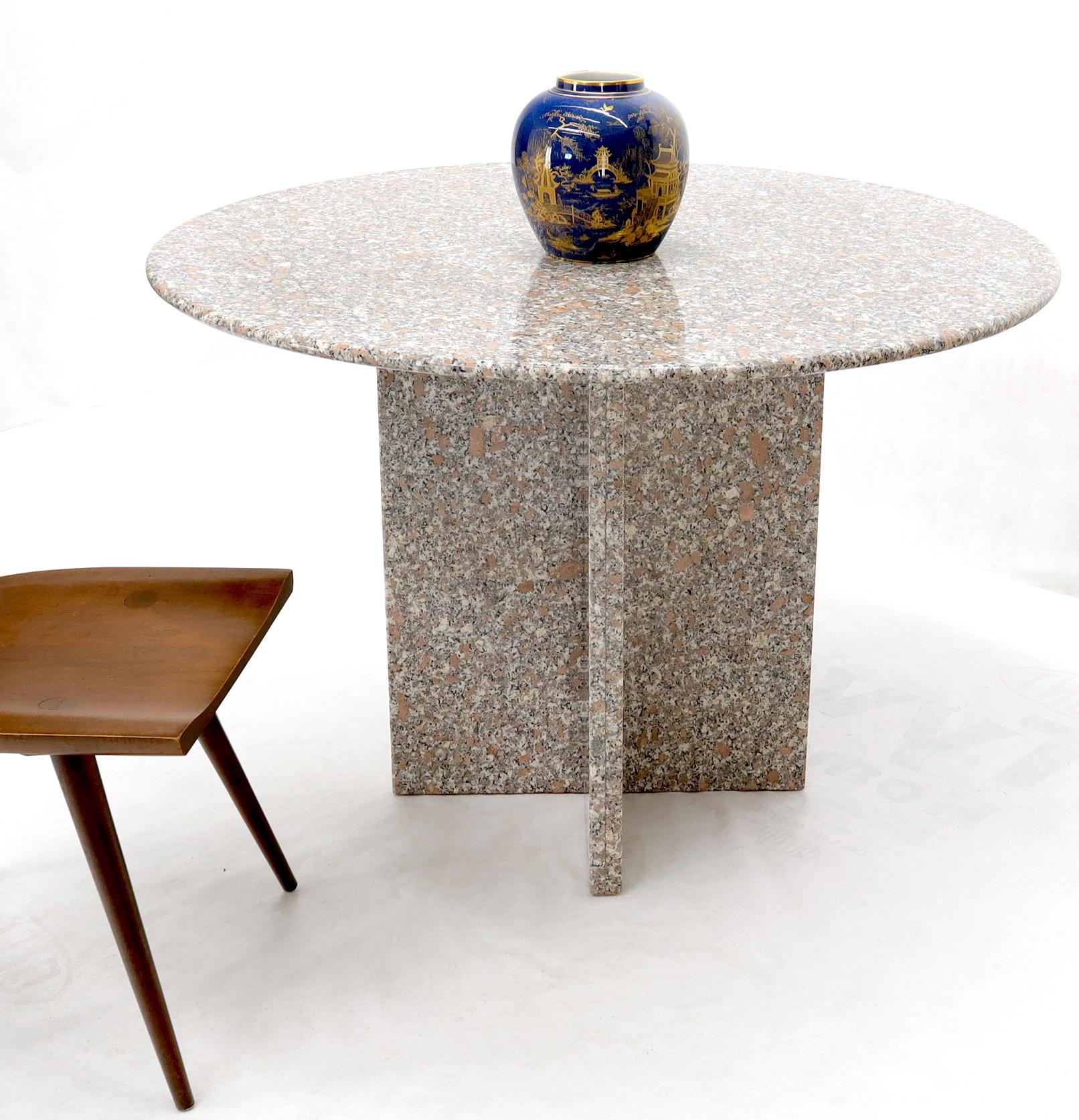 Mid-Century Modern Round Granite Stone X Base Dining Dinette Center Table