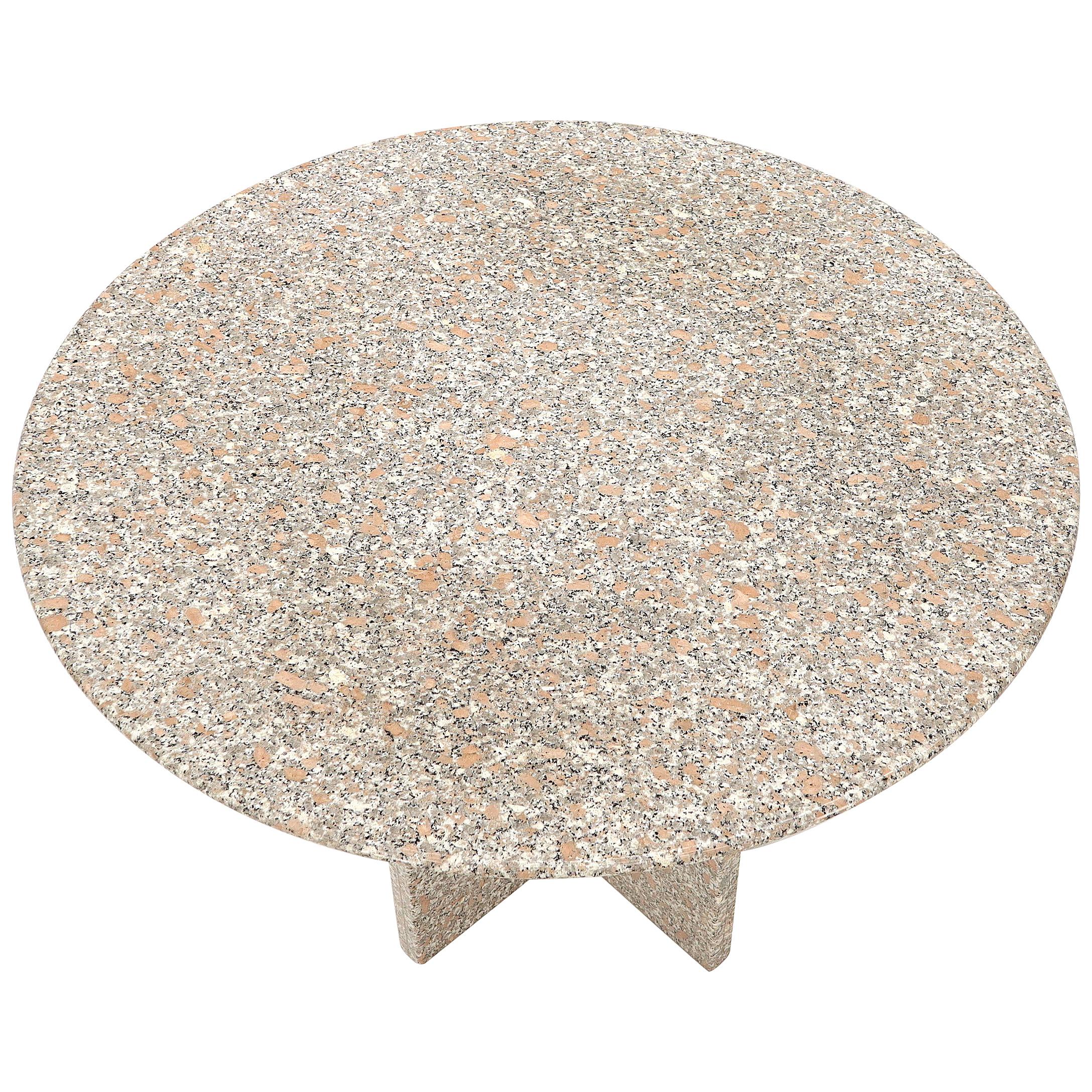 Round Granite Stone X Base Dining Dinette Center Table