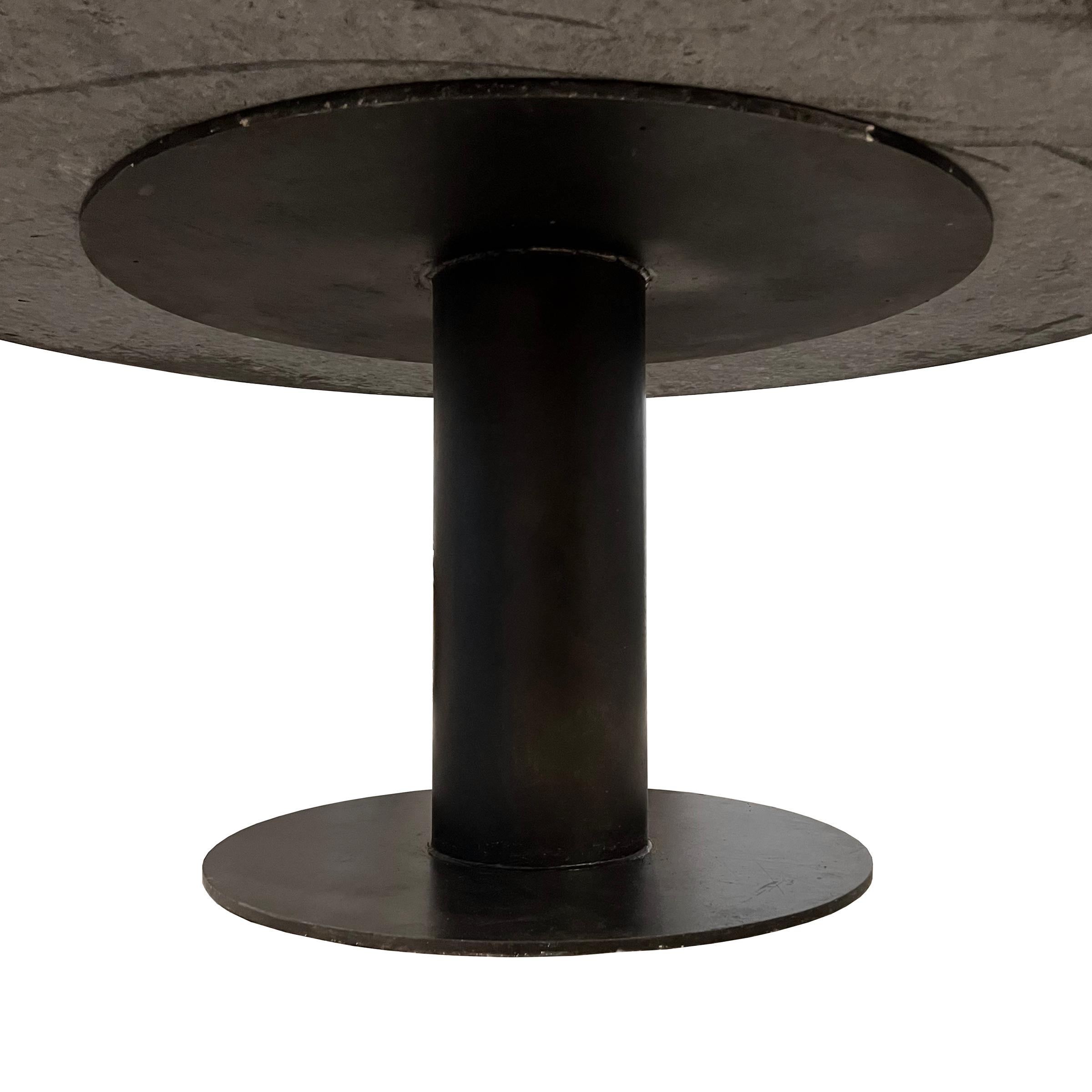 Round Granite-Top Dining Table with Found Industrial Steel Base 2