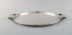 Round "Grape" Tray with Handles in Art Nouveau Style, Model Number 296