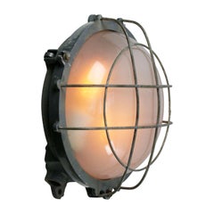 Round Gray Cast Iron Vintage Industrial Frosted Glass Wall Lamp Scone Round Gray Cast Iron Vintage Industrial Frosted Glass Wall Lamp Scone